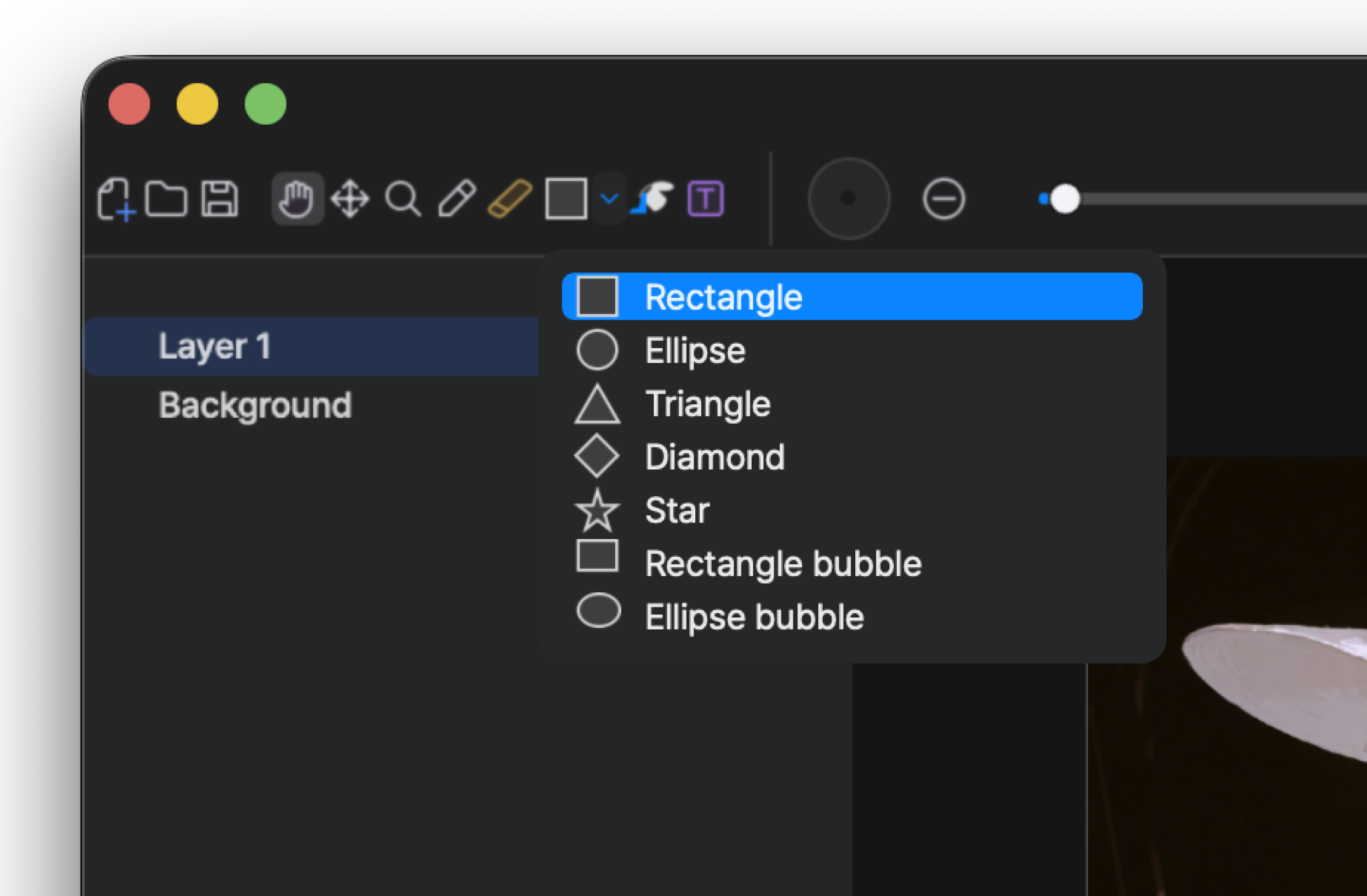 Vincent 4.0 shape tool menu